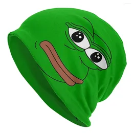 Berets Pepe The Frog Peepo Emote Unisex Adult Beanies Caps Knitted Bonnet Hat Warm Fashion Autumn Winter Outdoor Skullies Hats