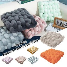 Pillow Nordic Style Knotted Ball Simple Solid Color Hand-woven Square Back Throw Sofa Decor S Futon