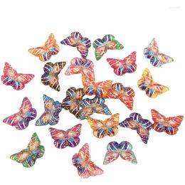 Decorative Figurines Glitter Kawaii Resin Colourful Crystal Butterfly Flatback Rhinestone Scrapbook DIY 1 Hole Bow Appliques Ornaments Craft