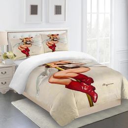 Bedding Sets Comforter King Sexy Beautiful Girl Luxury Duvet Cover Home Pillowcases Full Size Kawaii Twin Custom Bedroom Quality