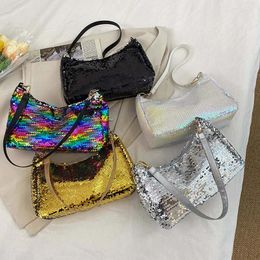 Waist Bags Fashion Sequins Design Ladies Shoulder Bag Vintage Portable Female Small Party Clutch Purse Handbags Shine Women Underarm