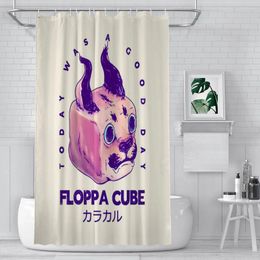 Shower Curtains Cube Bathroom Big Floppa Anime Waterproof Partition Creative Home Decor Accessories