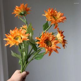 Decorative Flowers High-end PU Sunflower Artificial Wedding Bouquet Luxury Home Decoration Fake Flower Sunflowers Garden Party Table Layout