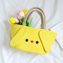 Storage Bags Cute Cartoon Women's Handbag With Gift Cotton Rope Woven Bag Baby Children's Birthday Banquet