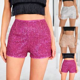 Women's Shorts Fashion Women Shiny Sequined Glitter Sparkly High Waist Short Pants Nightclub Party Club Festival Rave Streetwear