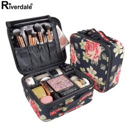 Rose Flower Professional Makeup Case Full Beautician Travel Suitcase For Manicure Need Women Cosmetic Bag Organizer For Female273x