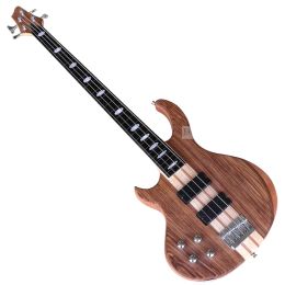 Pegs 4 String Left Hand 24 Fret Neck Through Active Electric Bass Guitar Zebrawood Top Solid Okoume Wood Body Bass
