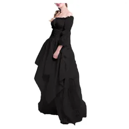 Casual Dresses Retro Style Gothic Punk Solid Color Trumpet Sleeve Princess Female Dres Women Sexy Dress Party Night Holiday Streetwear