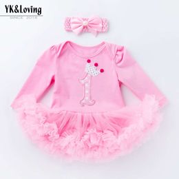 Children's Cute Solid Color Baby Long Sleeved Jumpsuit Two-piece Girl's Mesh Princess Skirt