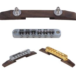 Cables Gold/silver Plated Fixed Saddles Rosewood Bridge for Archtop Jazz Guitar