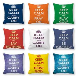 Pillow 40/45/50/60cm Keep Calm Life Hippie Quotes Cover Nordic Decorative Sofa Throw Case Seat Pillowcase