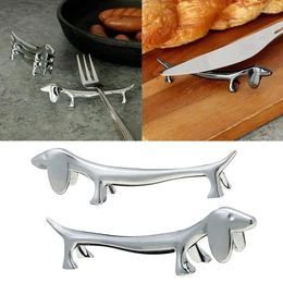 Chopsticks Cutlery Bracket Dog Holder Stainless Steel Puppy Shaped Spoon Fork Rack Chopstick Rest Dinnerware Stand