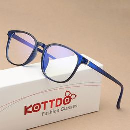 KOTTDO Retro Mens Glasses Frame Fashion Computer Eyeglasses Frame Women Anti-blue Light Transparent Clear Pink Plastic Frame 240415