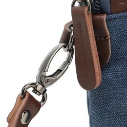Storage Bags Canvas Wristlet Bag Large Clutch Wallet Purse Zipper Pouch Handbag Organiser With Leather Strap For Men (Black)