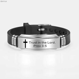 Other Bracelets Cross Jesus Scripture Quote Bracelet Christian Bible Verse Stainless Steel Bracelets WristbandL240415