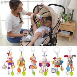 Mobiles# Newborn Baby Plush Stroller Toys Baby Rattles Mobiles Cartoon Animal Hanging Bell Educational Baby Toys 0-12 Months Speelgoed Y240415Y240417Y4CI