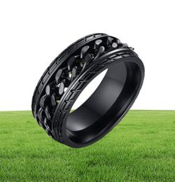 High Quality Black Color Fashion Simple Men039s Rings Stainless Steel Chain Ring Jewelry Gift for Men Boys 5163507