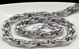 New Middle Eastern Style Silver Pure 316L Stainless steel Silver Oval Rope Chain Link Necklace in Men Jewellery 9mm 200398766059