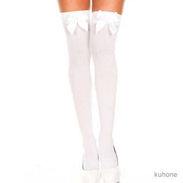 Socks Hosiery Thin Ribbon Bowknot Thigh High Stockings Ladies Sexy Wild Sweet Student Summer Cute White Fashion Fun Over The Knee
