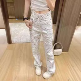 Designer Kk2024ss New Product M Home Full Print Hot Diamond Jeans Straight Leg Style Showcase Long Cut