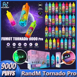 Original RandM Tornado 9000 puff Pro Disposable E Cigarettes With Verified Code 9k 0% 2% 3% 5% Rechargeable Battery 18ml Device Vape Pen vabon vapsolo vapen poco 10000