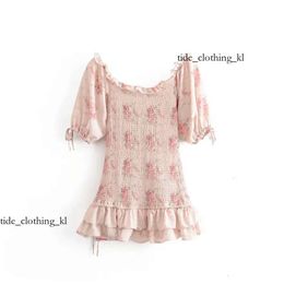 Designer di alta qualità Boho loveshackfancy autunno beige a maniche corte cannuffle vacanza in blogger interesse speciale mini abito donna 723