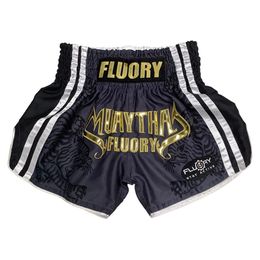 FLUORY MTSF98 MMA Fighting Muay Thai Shorts Boxeo Boxer Training Sports High Quality Kick Boxing Fitness Athletic Pants For Kid 240402