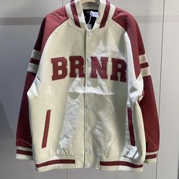 Designer Brnr American Letter Baseball Jacket, jaqueta de retalhos de mola e outono retro bordados e outono, casual e versátil, solto e fino