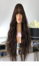 Malaysia 4 Body Wave Glueless Full Lace Human Hair Wigs with Bangs Transparent 13x6 Lace Front Fringe Wigs Pre Plucked Hairline7114018