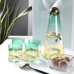 Wine Glasses Glass Water Bottle Set Juice Pitcher Cup Transparent Gradient Cold Jugs Kettle Tea Cups Home Jug Drinkware