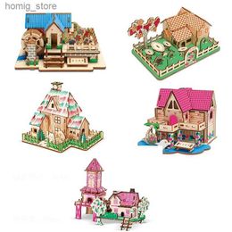 3D Puzzles 3D Jigsaw Puzzle Game Handmade Wooden Assembled Building Model Windmill Childrens DIY Educational Early Childhood Toys Gift Y240415