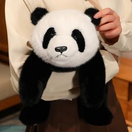 304565cm Simulation Creative Soft Fluffty Panda Bear Stuffed Animal Cute Plushie Doll Lie Prone Funny Toys for Girls Xmas Gift 240407