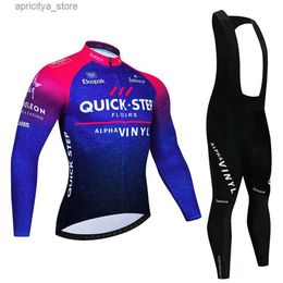 Cycling Jersey Sets 2023 New Quick Step autumn Maillot Cycling Jersey Set Cycling Clothing Suit Mens Long Seve MTB Bike mens Road Pants Bib Ropa L48