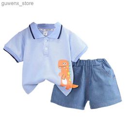 Clothing Sets New Summer Baby Clothes Suit Children Boys Casual Cartoon T-Shirt Shorts 2Pcs/Sets Toddler Sports Costume Infant Kids Tracksuits Y240415Y240417S2JJ
