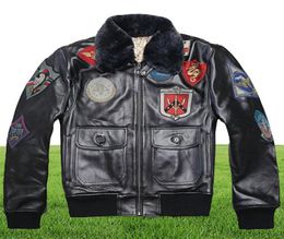 AVIREX 2019 real fur collar cowskin flight jacket men bomber jacket men genuine leather coat motorcycle8808349