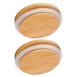 Storage Bottles Mini Cutting Board Bamboo Wood Sealing Cover Glass Mason Jars Bowl Protector