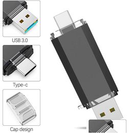 Diğer Sürücüler 1 OTG USB Flash Tip C Mikro Kalem Sürücüsü 32GB 64GB 128GB 8G 16G 4G Pendrive USB3.0 Bellek Çubuk Damlası Dağıtım OTFHL