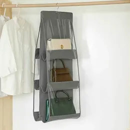 Storage Bags Foldable Hanging Handbag Organizer For Wardrobe Closet Transparent Door Wall Clear Sundry Shoe Bag