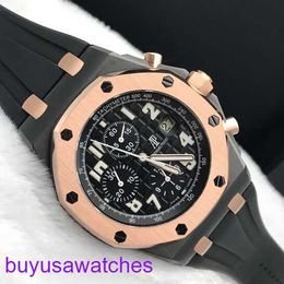 AP Wrist Watch Montre Royal Oak Offshore Series Automatic Machinery 42mm Time and Date Display Mens Watch Rose Gold Precision Steel Upgraded Black Plate 26170ST