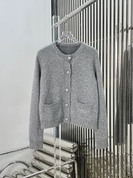 Women's Knits 2024 Spring Casual Women Grey Cashmere Knitted Cardigans Sweater For Female Rmsx 2.25