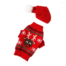 Dog Apparel Christmas Sweater | Cartoon Reindeer Scarf Set Pet Costume For Winter Halloween Xmas