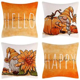 Pillow Thanksgiving Soft Cover Set Of 4pcs Decorative Linen Comfortable 45x45cm Pumpkin Couch Case