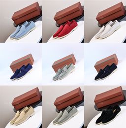 L...P Shoes Summer Charms Walk Loafers in Suede Sorbet Pink Women Slippers Flats Loafers 100% Real Suede Moccasin Luxury Designer Sneakers Slip-On Casual Dress Shoe