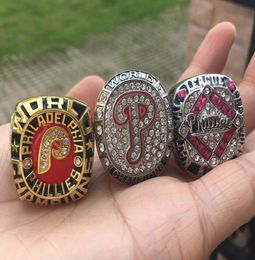 3pcs Philadelphia 1980 2008 2009 Phillies World baseball Championship Ring Fan Men Gift Whole Drop 8227879