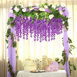 Decorative Flowers 12pcs Artificial Wisteria Hanging Wedding Plastic Fake Decorations Wall Room Accessories