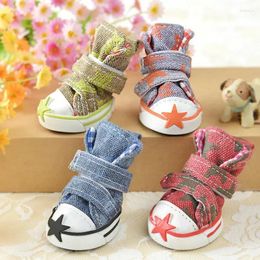 Dog Apparel Spring Small Casual Star Canvas Sneakers Fashion Four Foot Sets Pet Supplies Fall And Winter Teddy Shoes