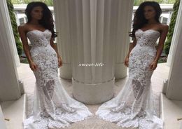 Romantic Boho White Mermaid Wedding Dresses Bridal Dress Full Lace Applique Backless Illusion Sexy Bride Gowns 20208449909