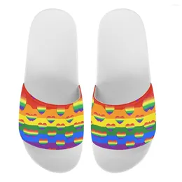 Slippers Fashion Ladies Non-slip Lgbt Rainbow Love Pattern Outdoor Beach Sandals Casual Girls Indoor Light Footwear