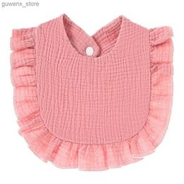 Bibbs burp dukar ny baby saliv handduk med ruffle edge childrens baby ren bomullsspets spetsar smal saliv bib y240415y240417t878