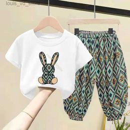 Clothing Sets 2pcs Spring Summer Gir Clothing Set Casual Fashion T Shirt + Shorts Set Kid Children Baby Gril Clothing T240417